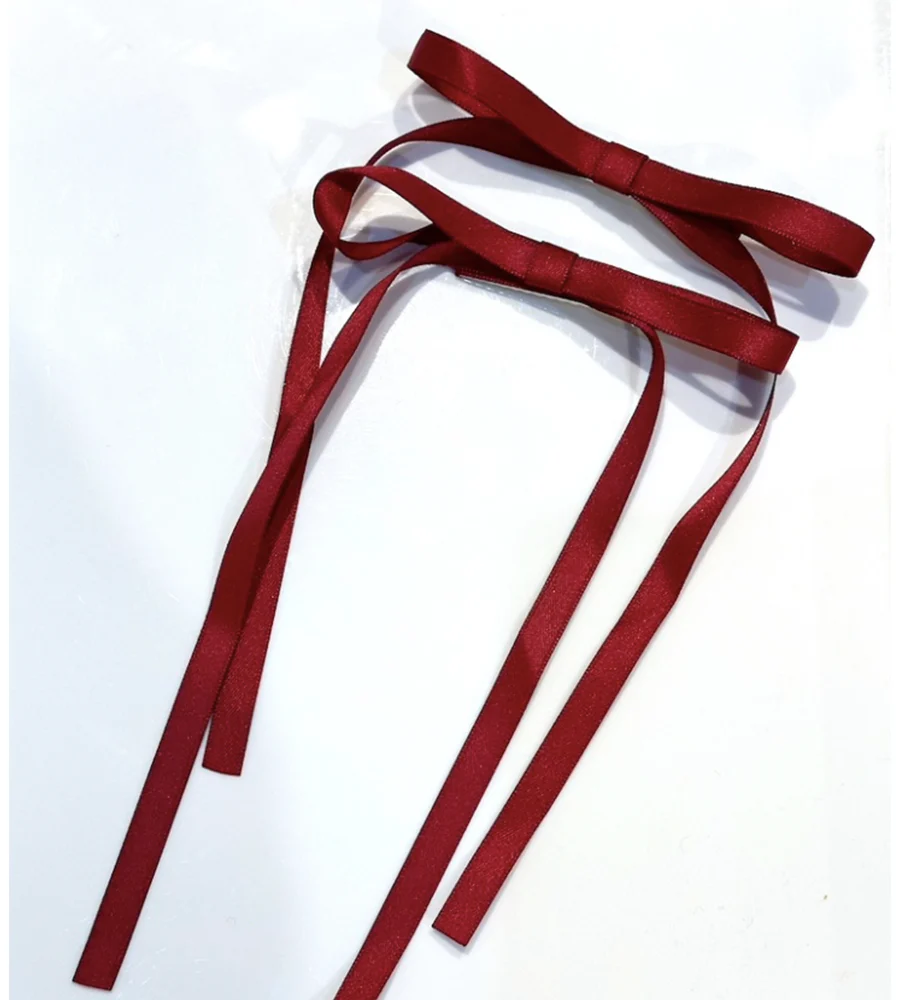 2pc Petite Bow Barrette Hair Clips - Red