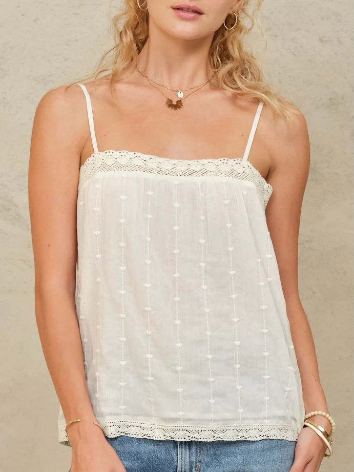 PRE-ORDER Alli Emb Cami - Ecru - Image 2