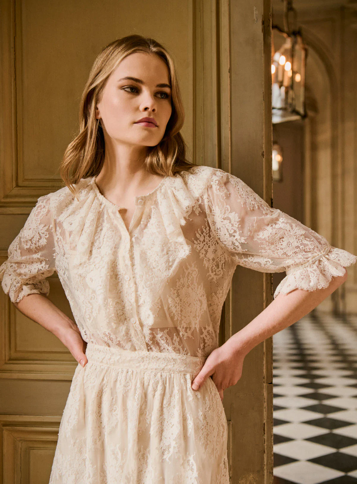 Amandine Lace Blouse Ecru - Image 3