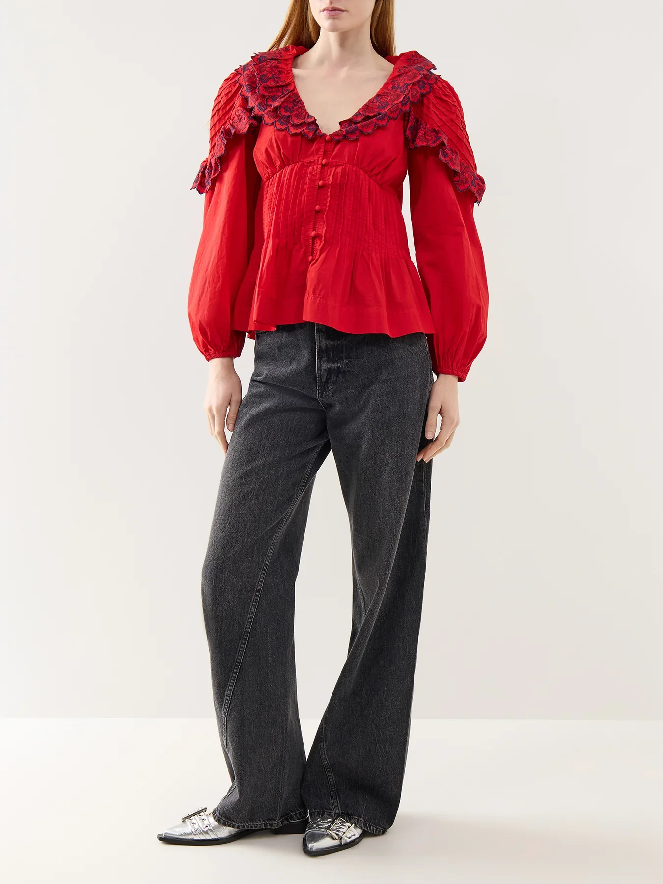 Caroline Long Sleeve Blouse - Red - Image 2