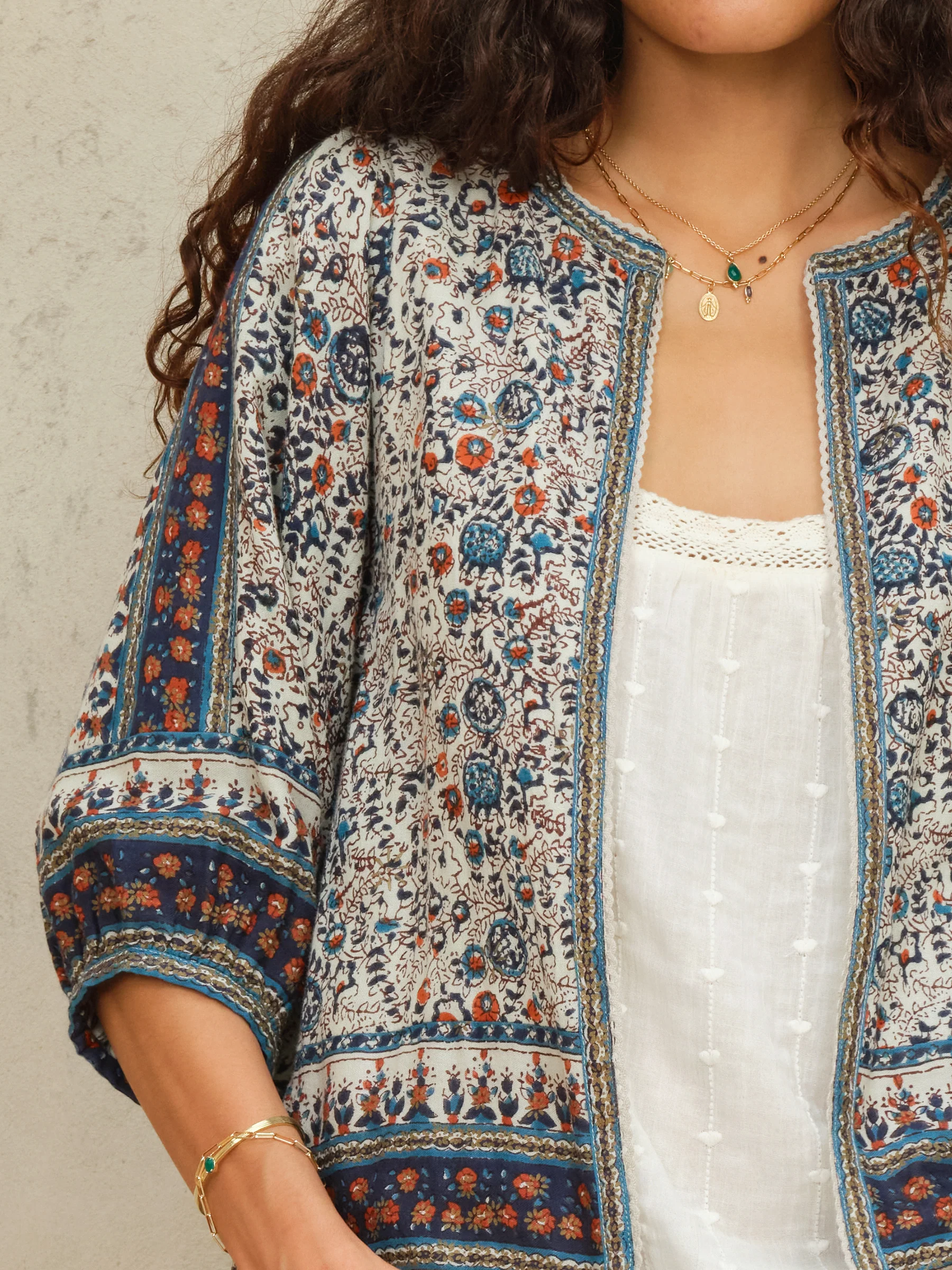 Cass Print Jacket - Indigo/Rust - Image 2