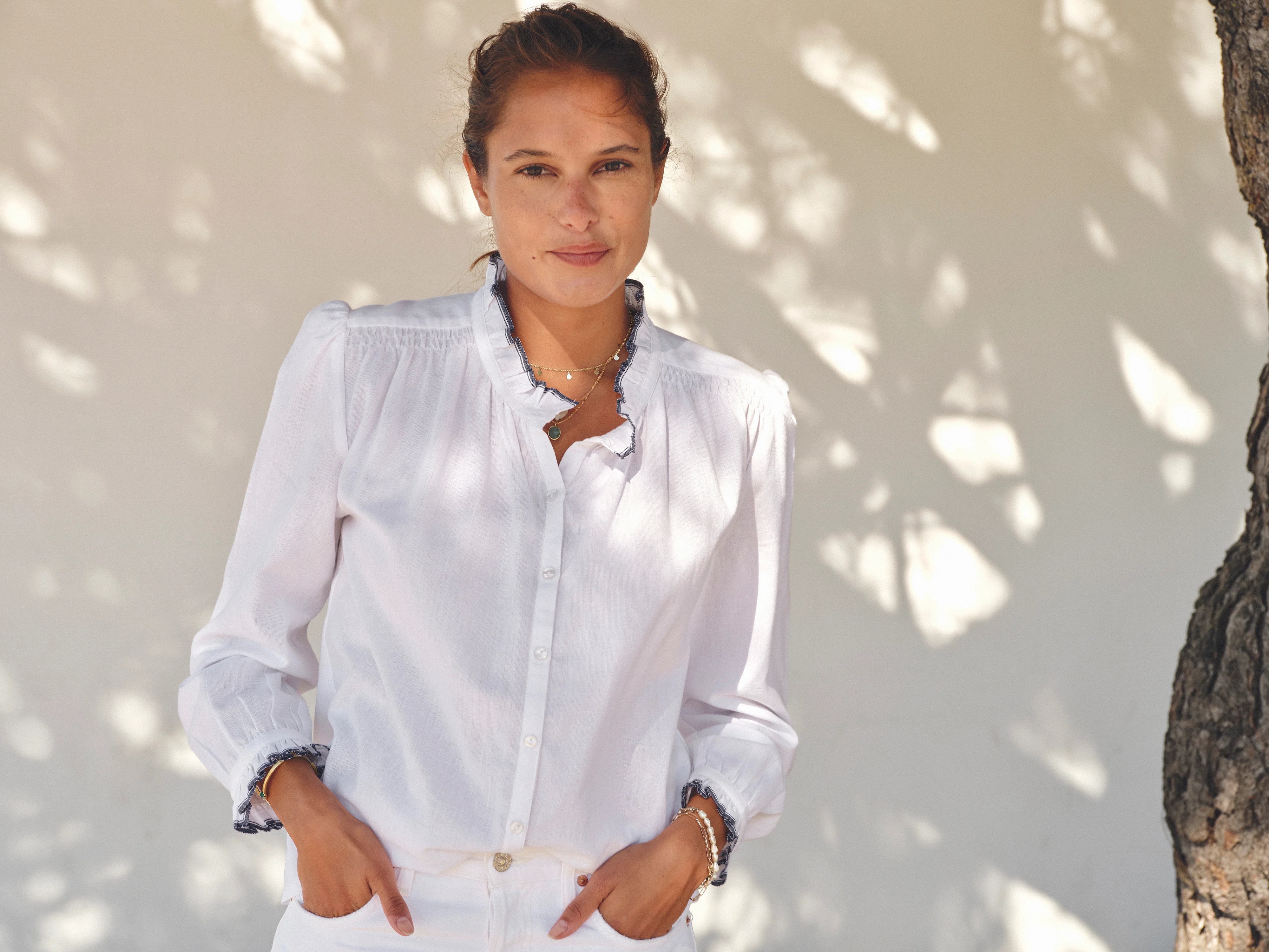 Chrissie Long Sleeve Top - Ivory - Image 2