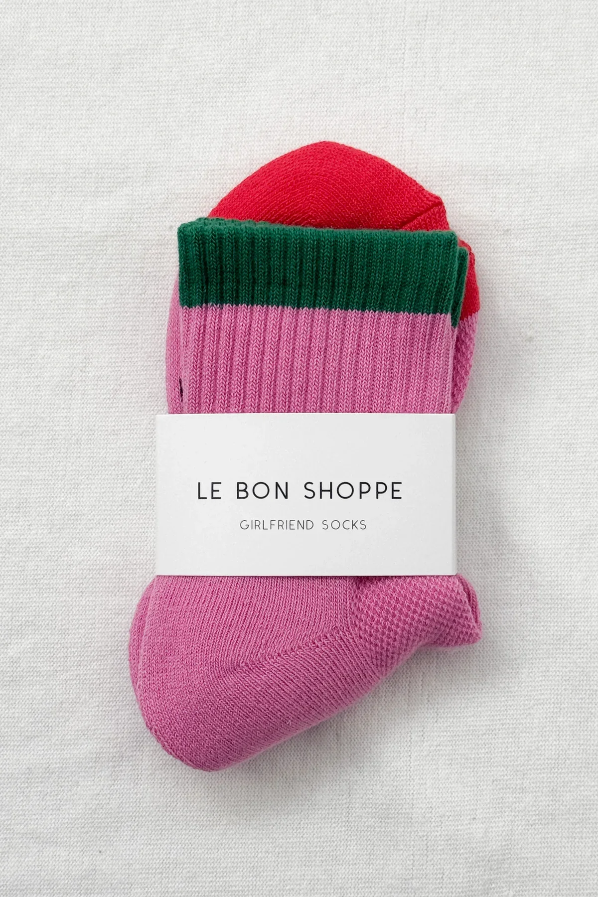 Colour Block Girlfriend Socks - Rose Green - Image 3