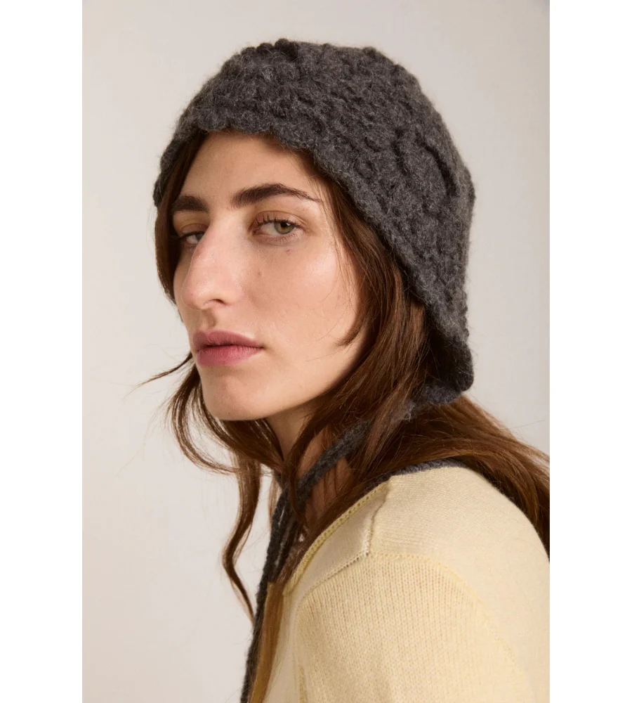 Crochet Bonnet - Charcoal Marl