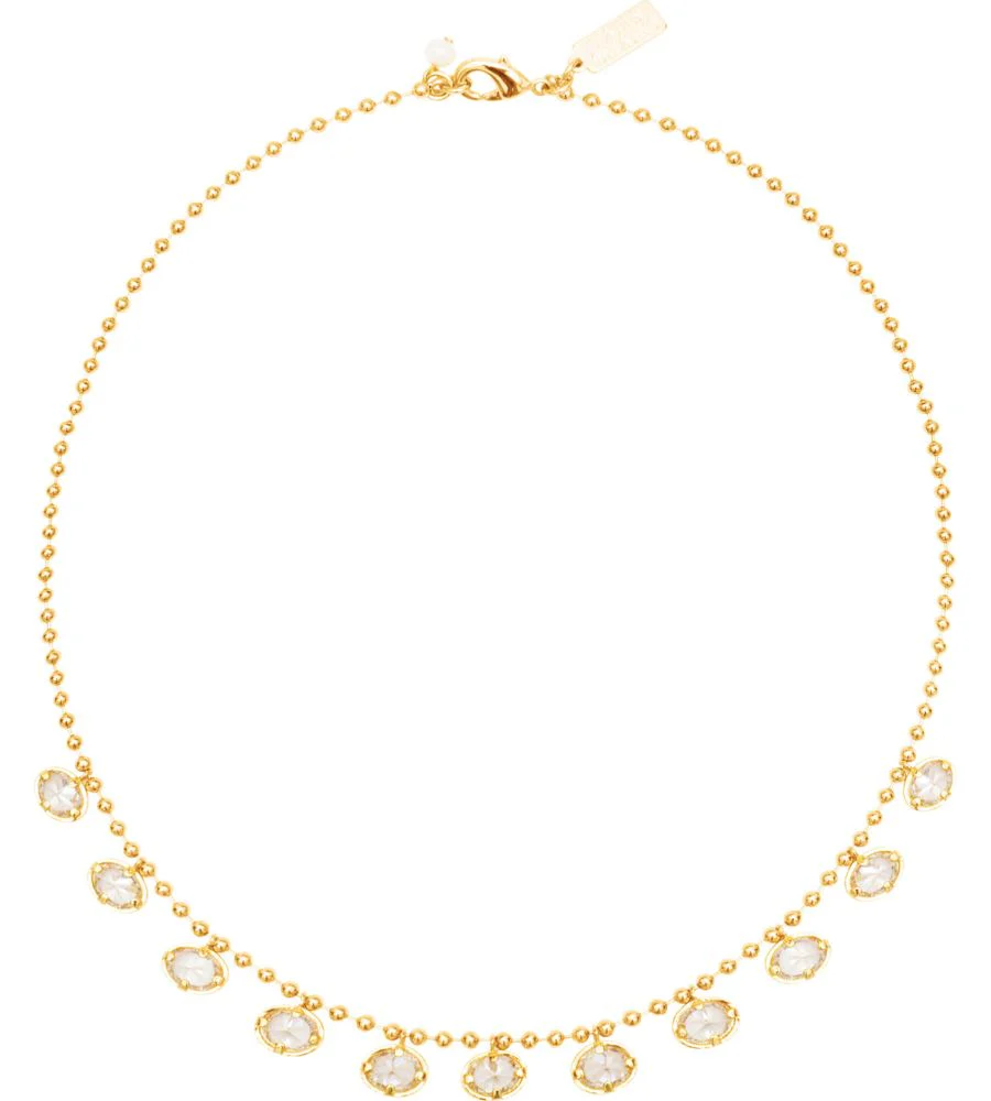 Cubic Zirconia Drop Choker - Gold
