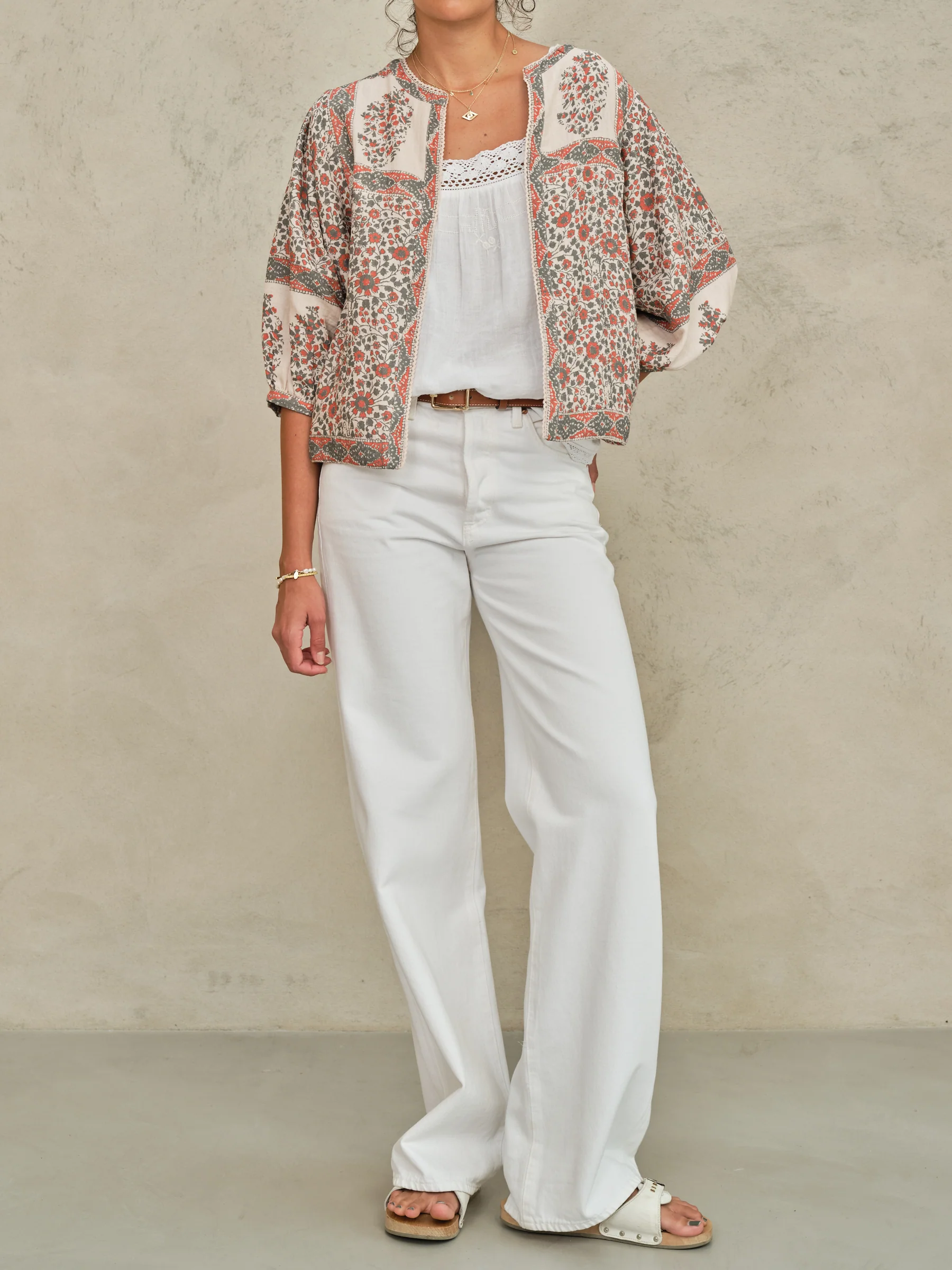 Della Print Jacket - Rust/Khaki - Image 3