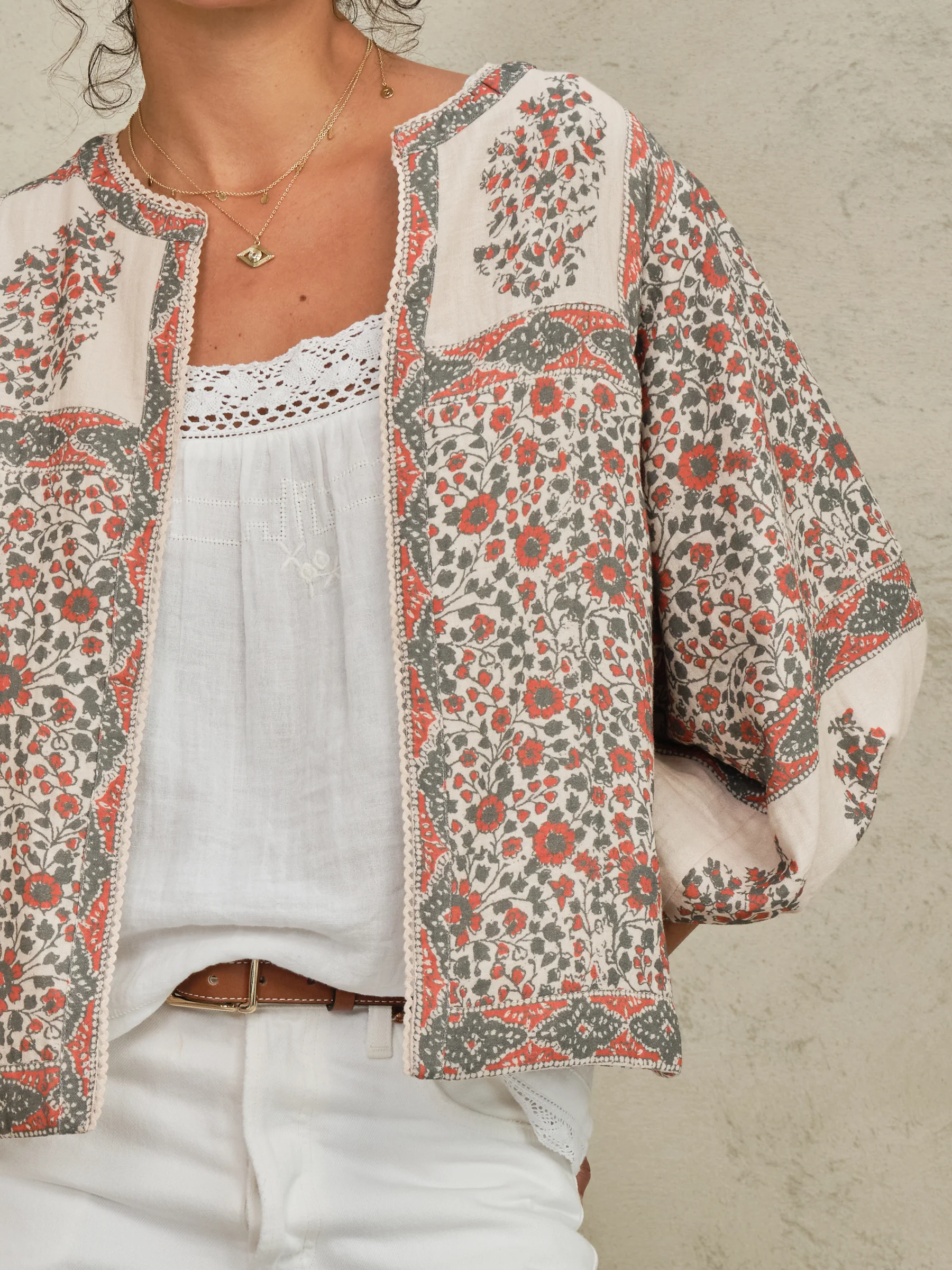 Della Print Jacket - Rust/Khaki - Image 4