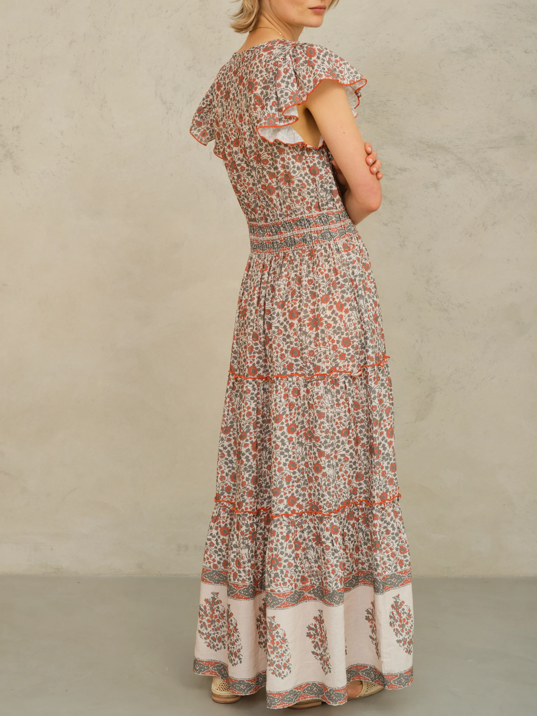 PRE-ORDER Della Print Maxi Dress - Rust/Khaki - Image 3