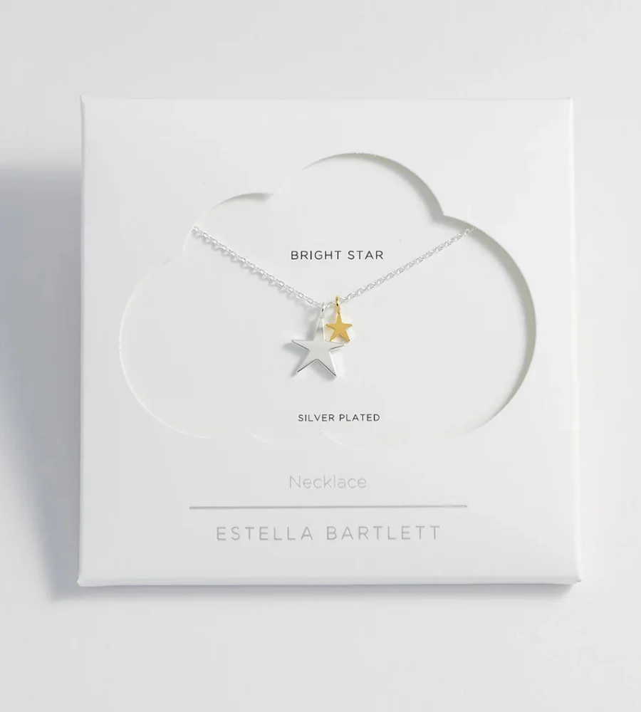 EB2012C Two Tone Star Necklace Silver