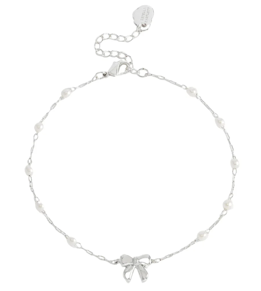 EBB6281S Bow With Pearl Beaded Chain Bracelet