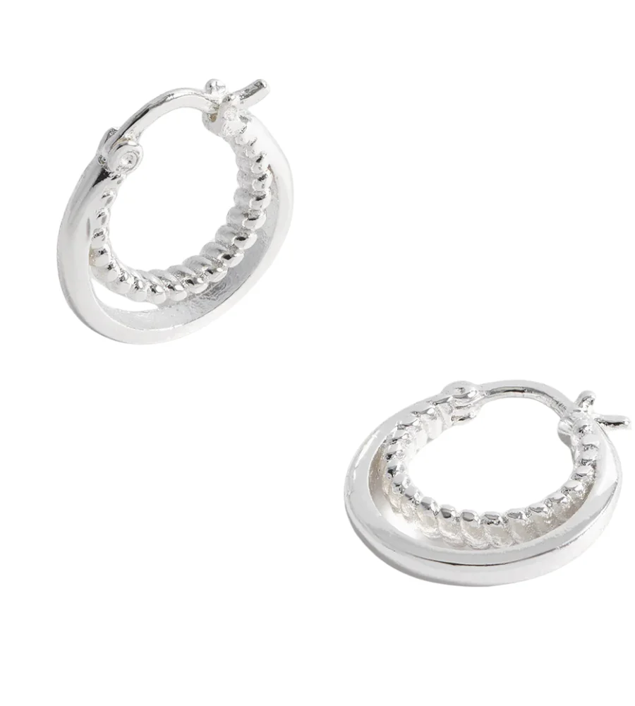 EBE6092S Double Twisted Hoop Earrings