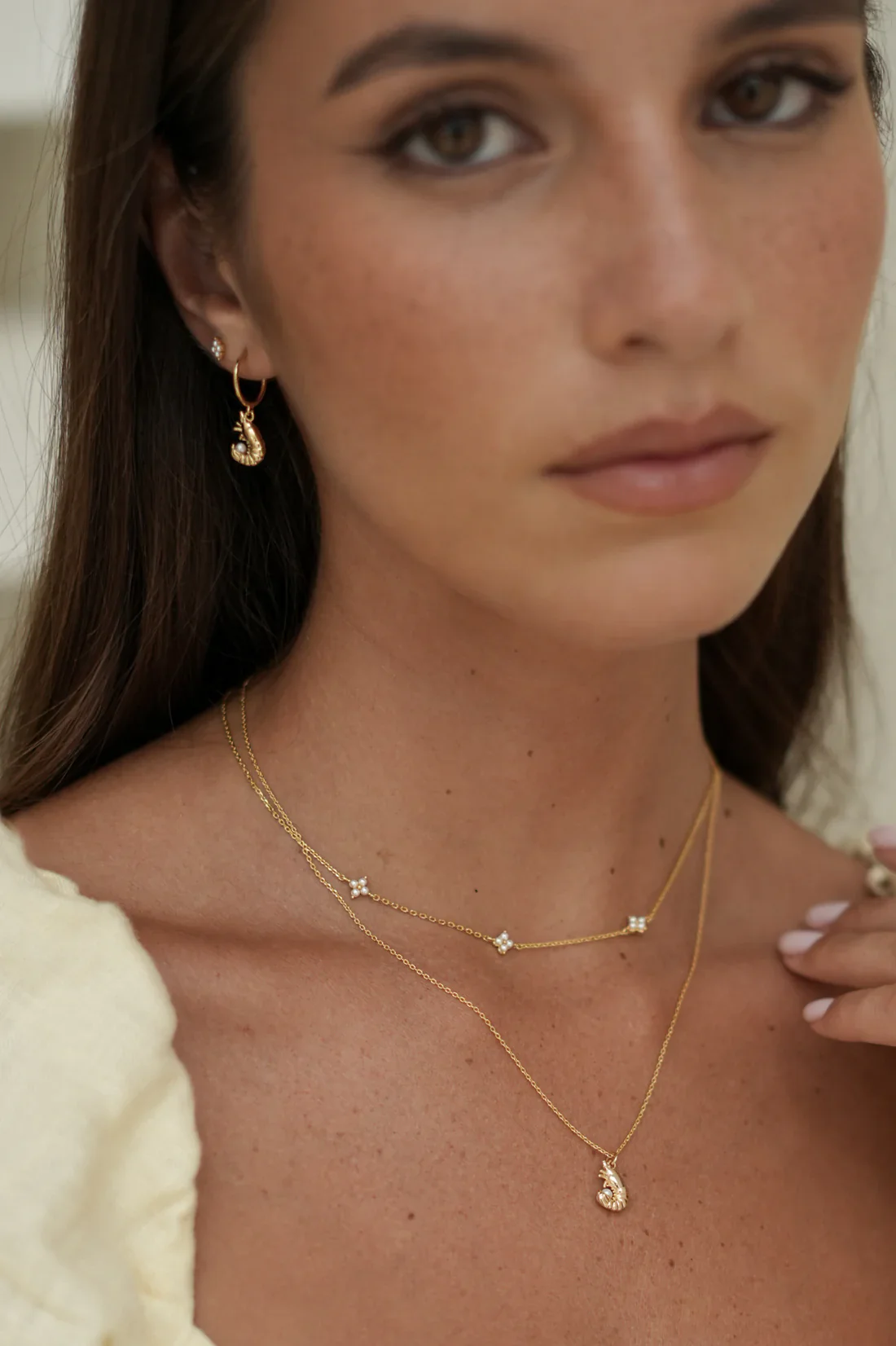EBE7153G Shrimp Charm Hoops - Image 2