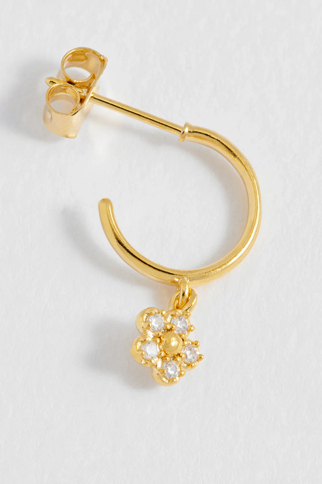 EBE7157G CZ Flower Hoop Earrings - Image 3