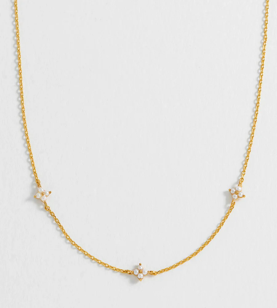EBN6909G Pearl multi flower necklace