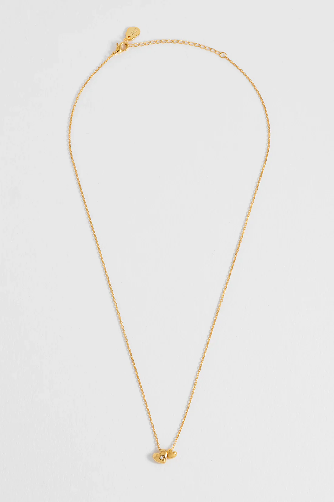 EBN7103G Double Heart and CZ Necklace - Image 3