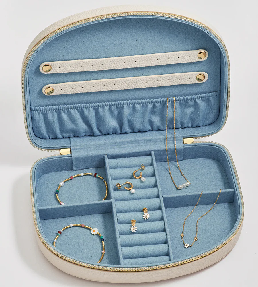 EBP6683 Half Moon Large Jewellery Box Off White