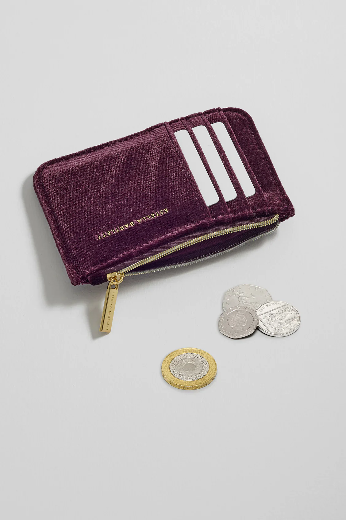 EBP6948 Quilted card purse burgundy velvet - Image 3