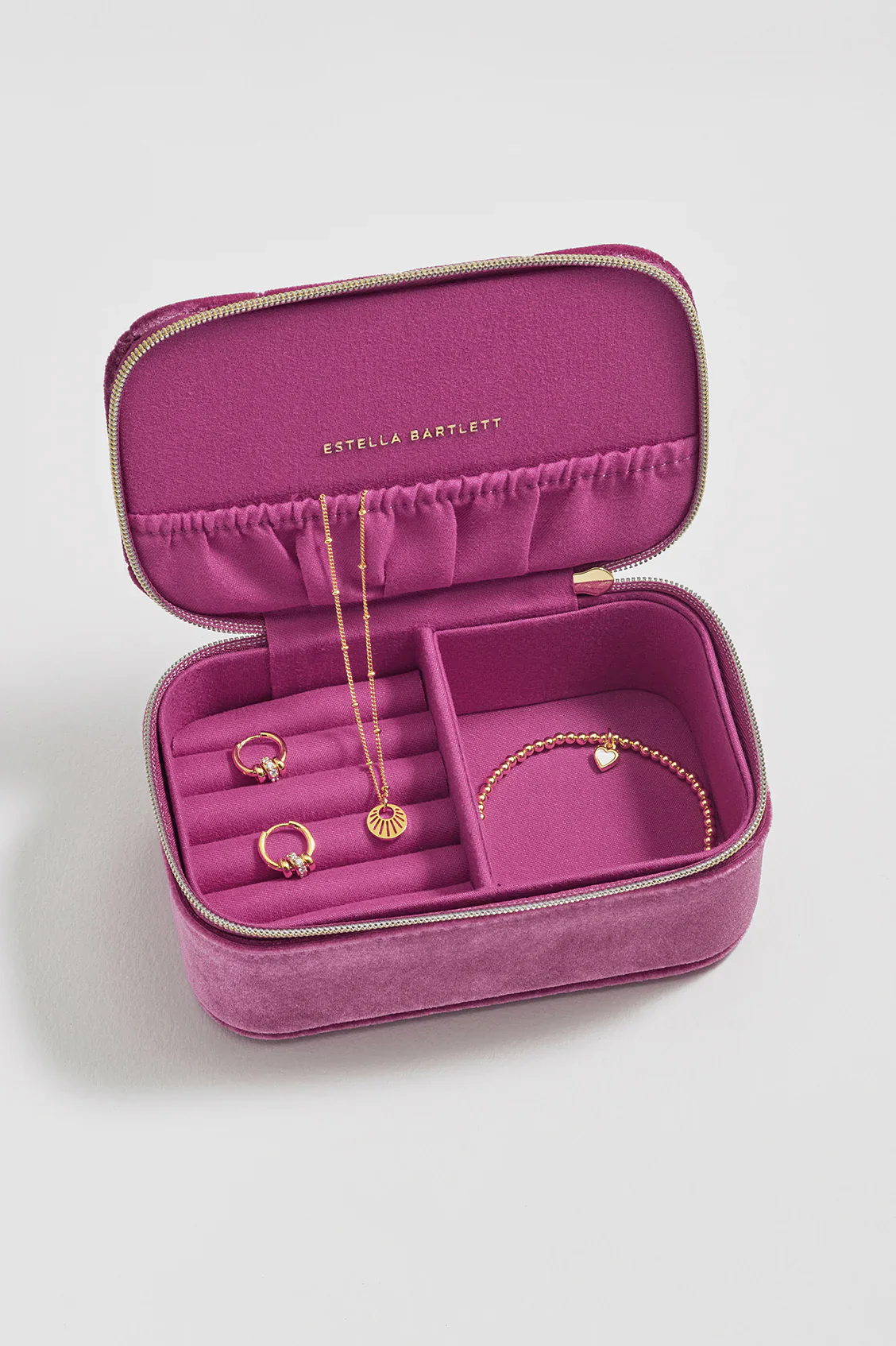 EBP6950 Quilted lid Mini Jewellery box pink velvet - Image 3