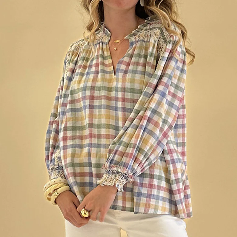 Eden Blouse in Carreau Multicolour - Image 2