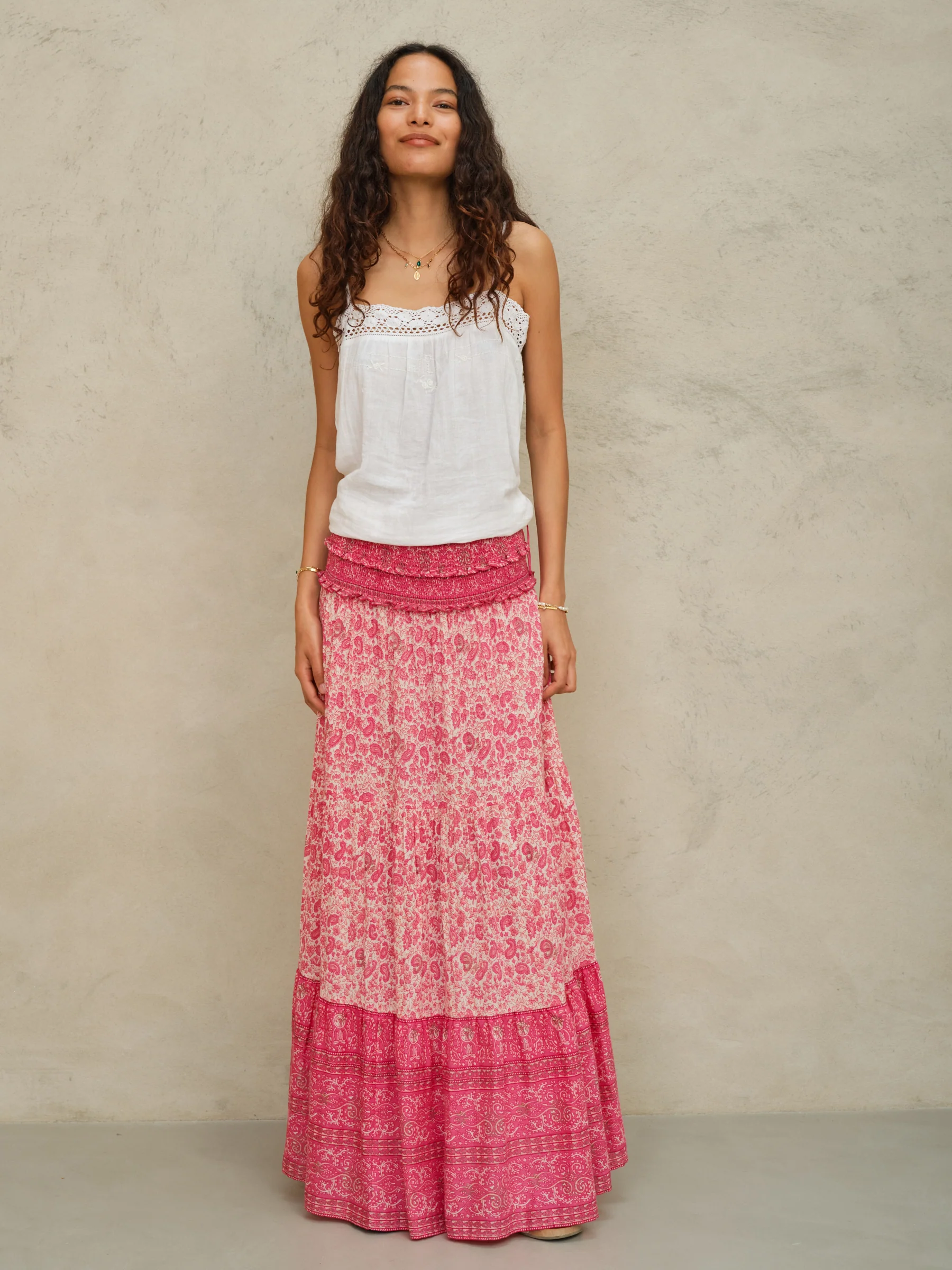 PRE-ORDER Esti Print Maxi Skirt - Pink - Image 3