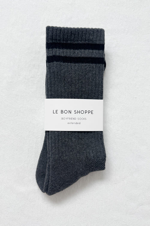 Extended Boyfriend Socks - Charcoal - Image 3