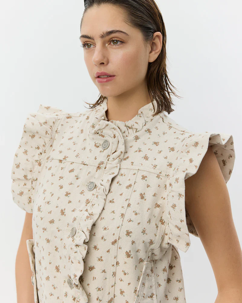 Farahsw Frill Sleeve Vest - Rose Flower - Image 2