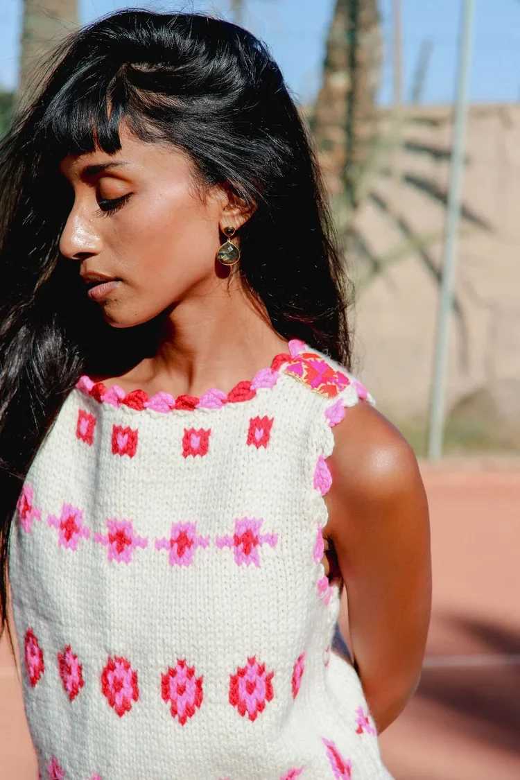 Goa Tank Top Ivory & Pink - Image 3