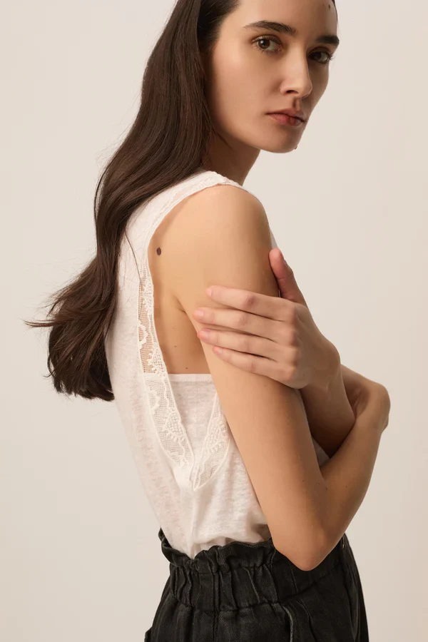 Helena Tank Top - Ecru - Image 2