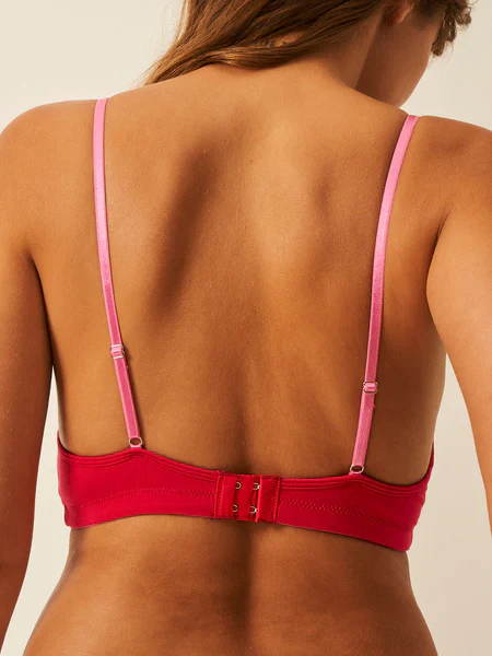 Lace Plunge Bra - Lipstick Red/Pink Cosmos PLABRALSRED - Image 3