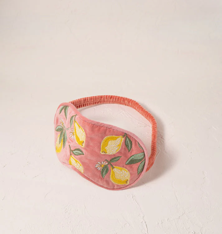 Lemon Blossom Coral Velvet Eye Mask - Image 2