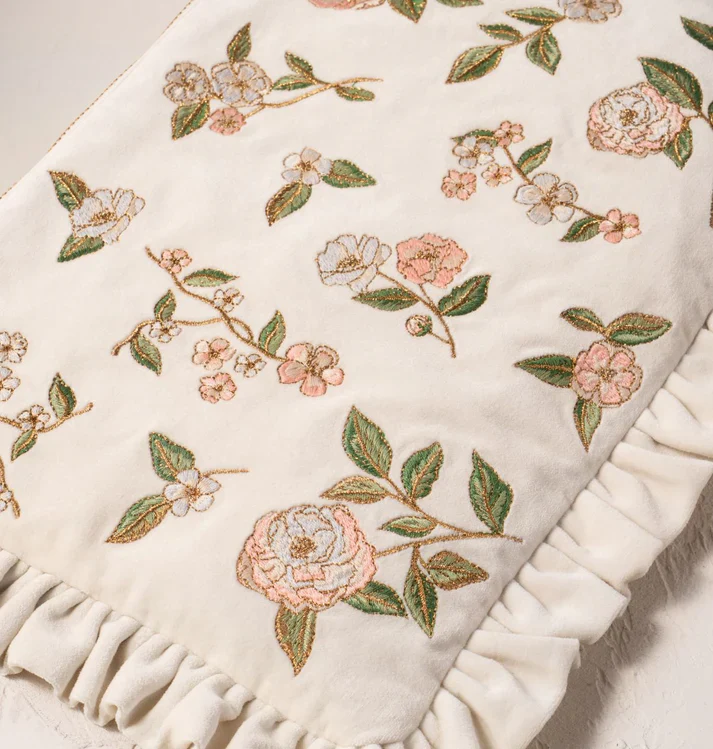 Wild Rose Frill Pouch Cream Velvet - Image 3