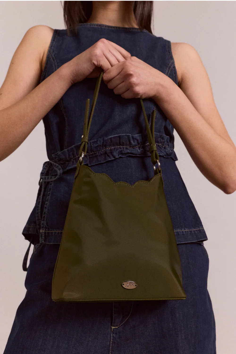 Lorelai Bag in Heavy Satin Olive - Image 2