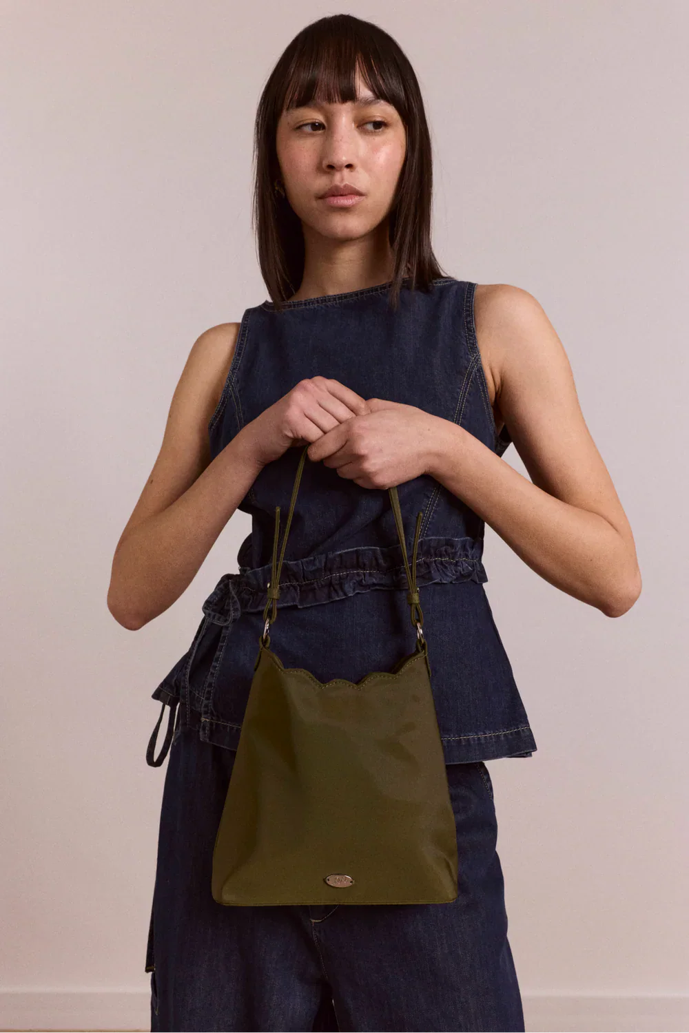 Lorelai Bag in Heavy Satin Olive - Image 3