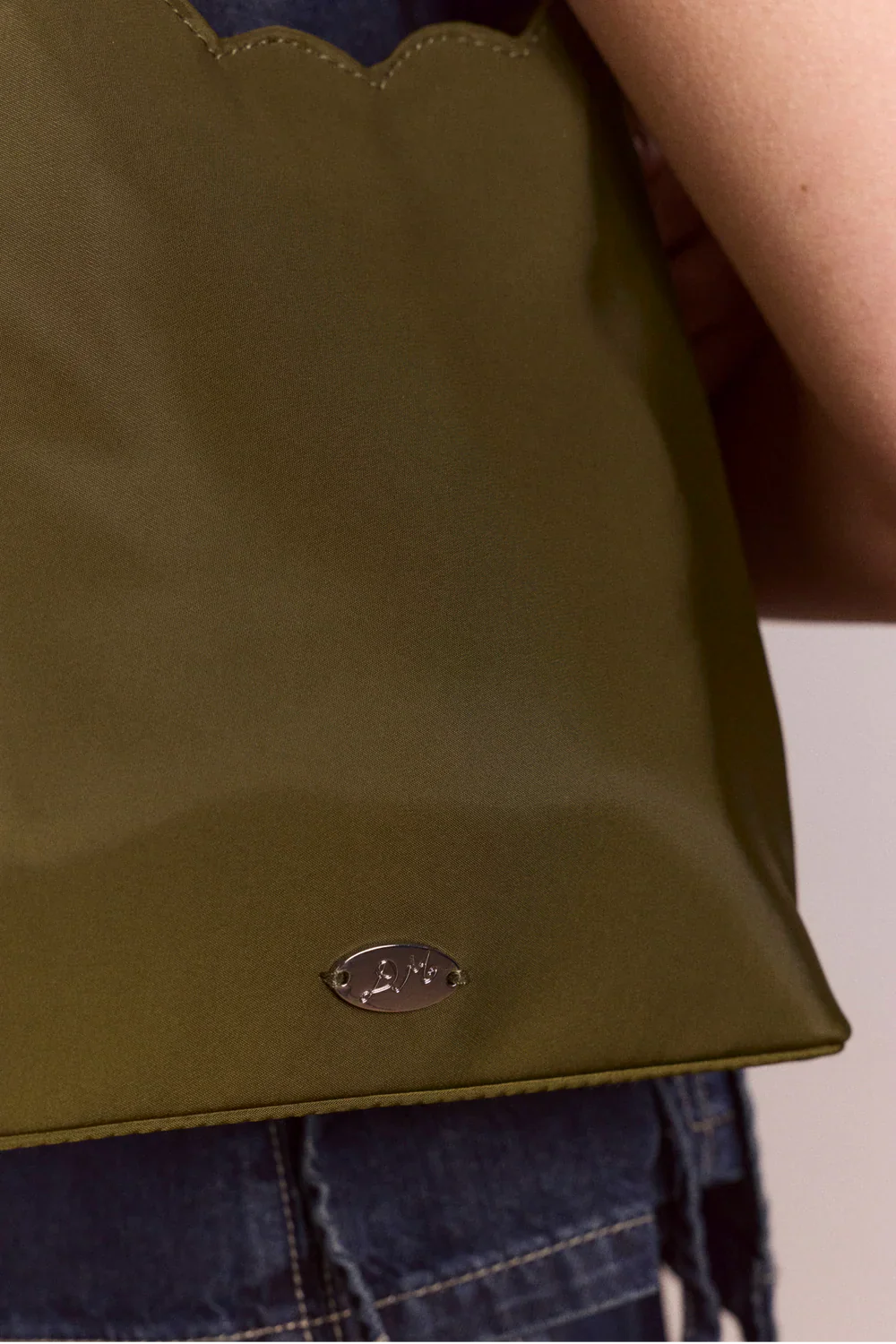 Lorelai Bag in Heavy Satin Olive - Image 4