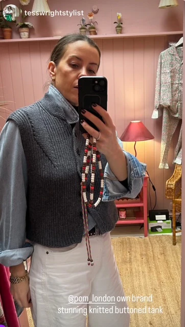 Lucy Knitted Waistcoat Charcoal - Image 6