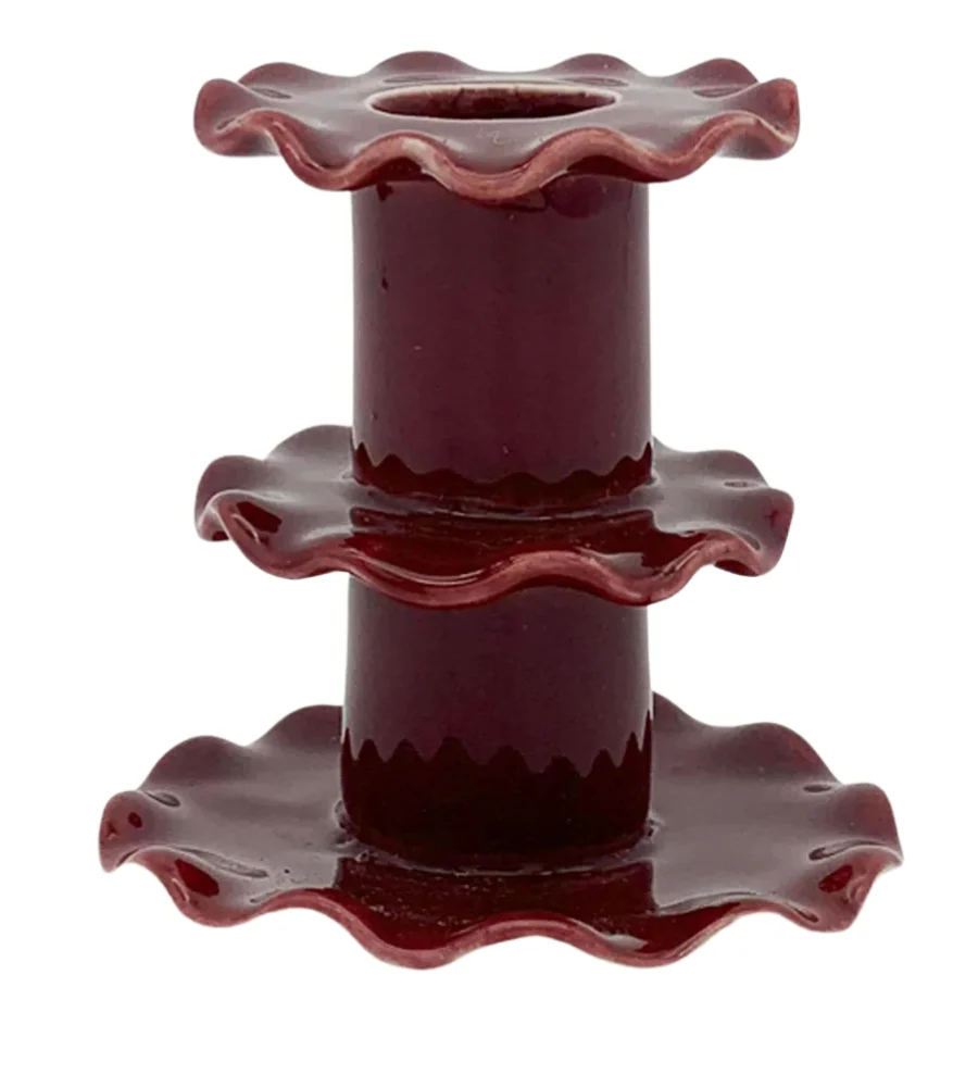 Medium Frill Candlestick - Burgundy