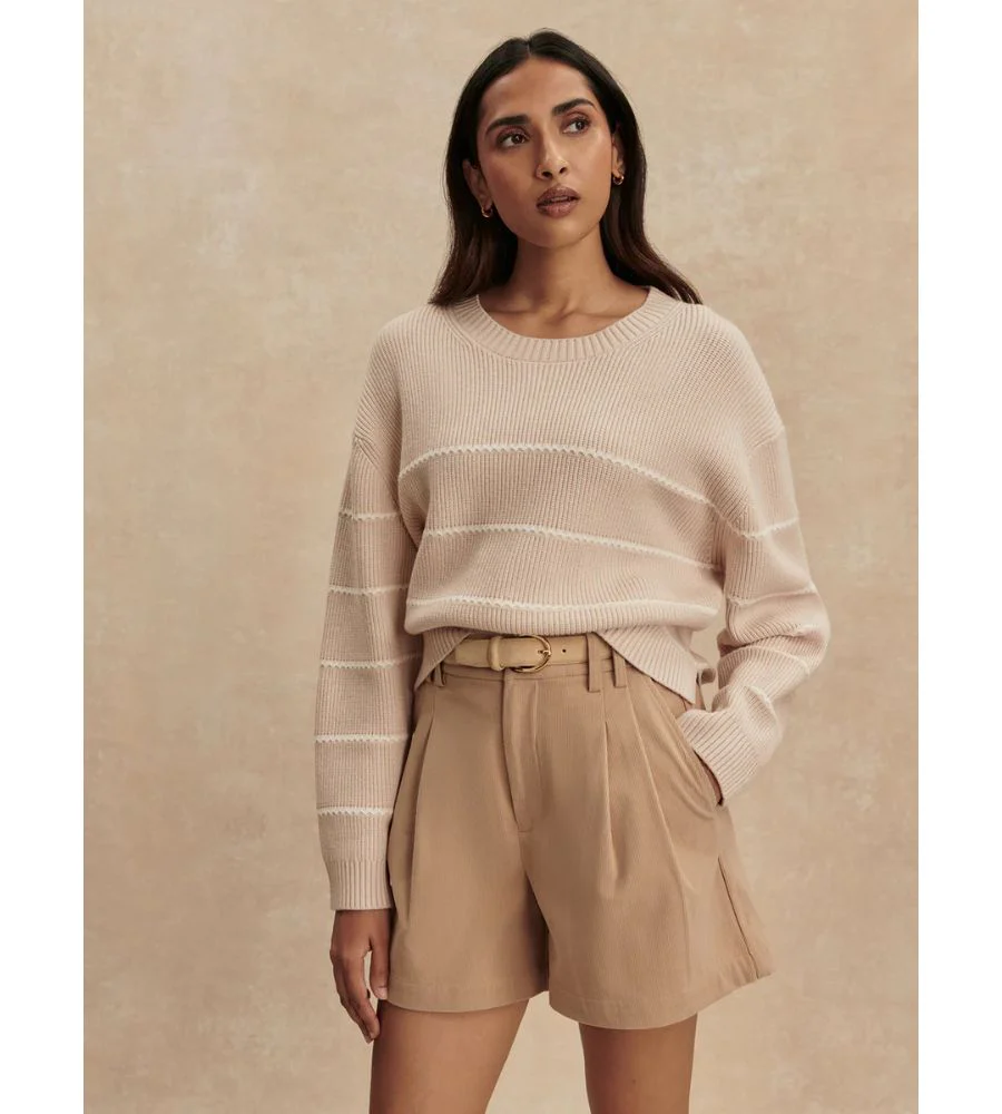 Meryl Stripe Knit Sweater - Oat Milk