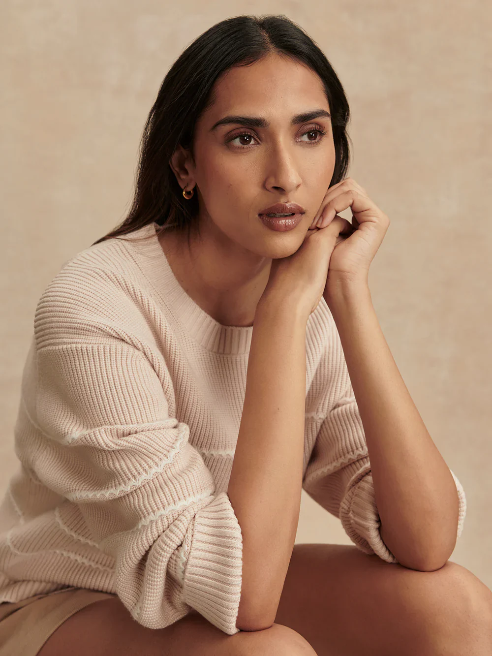 Meryl Stripe Knit Sweater - Oat Milk - Image 3