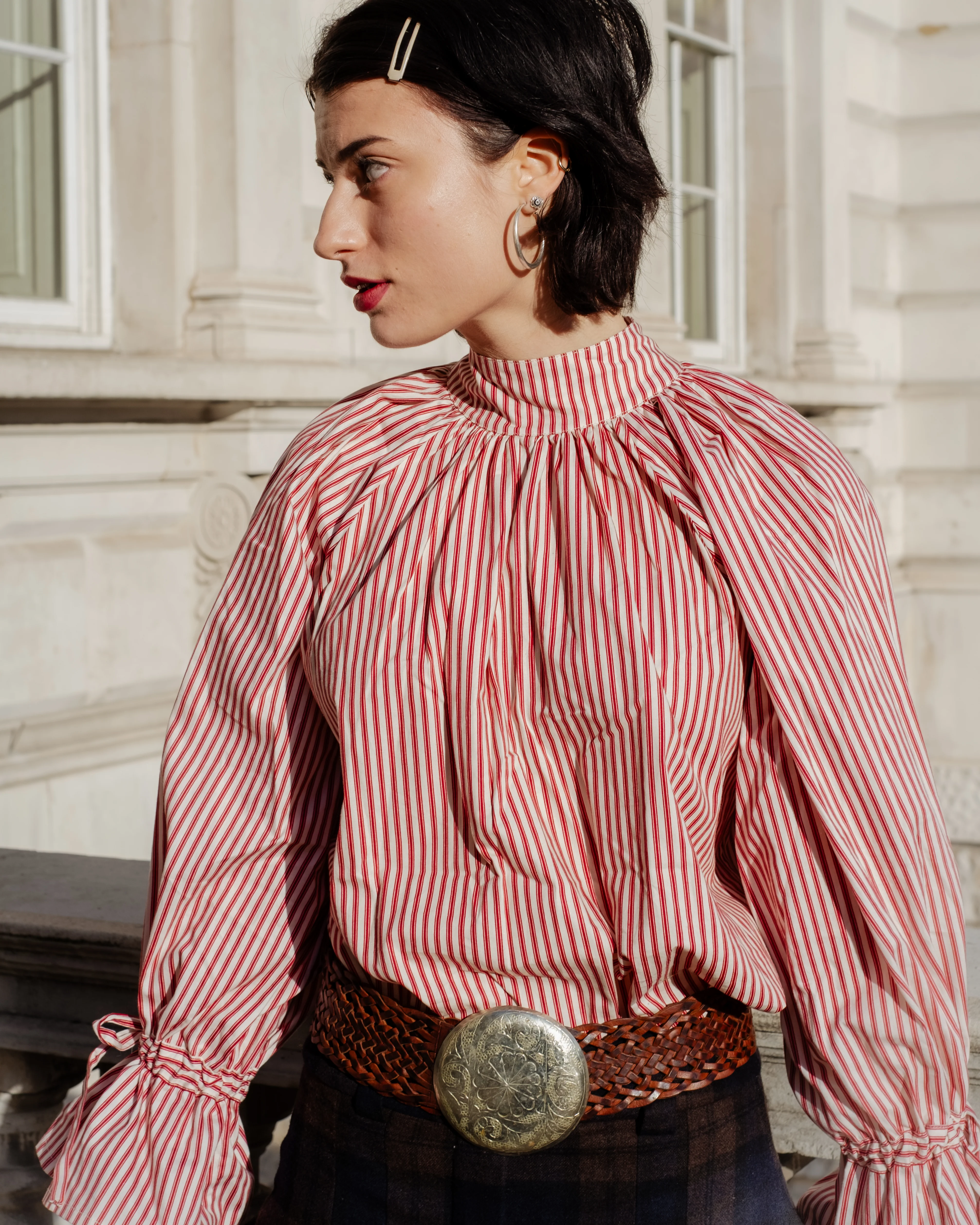 Joy Blouse in Red Ticking - Image 3