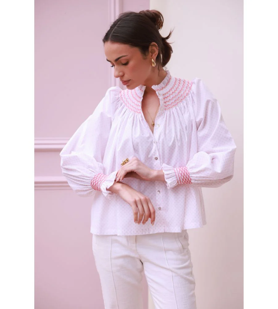POM x Smock London Scholl Blouse - Coral Bloom - Image 5