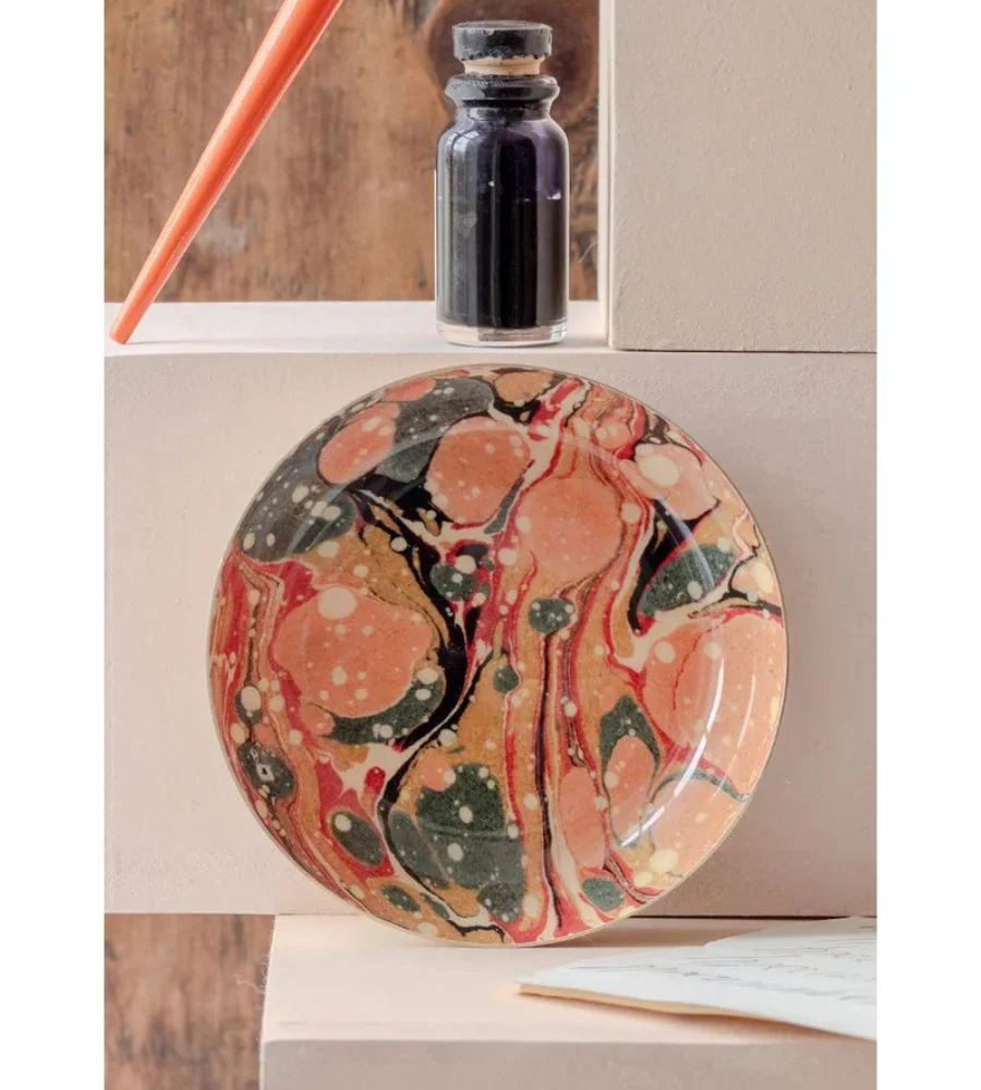 Round Enamel Tray - Marbled