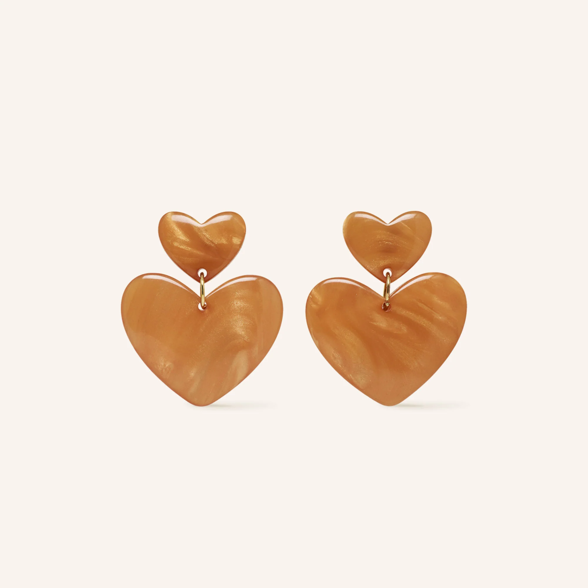 Tea Heart Earrings Latte