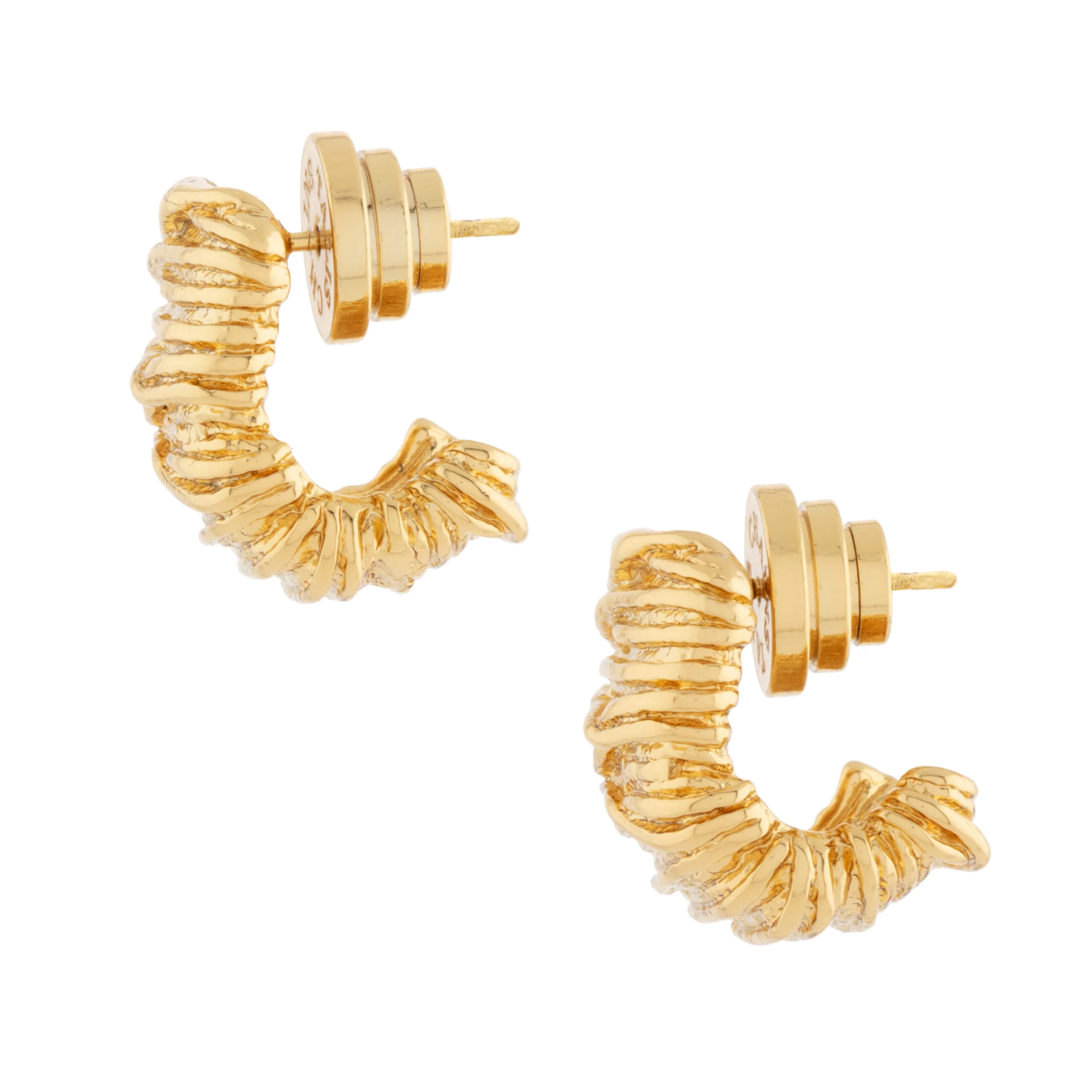 Textured Nugget Earrings - Gold - Image 2