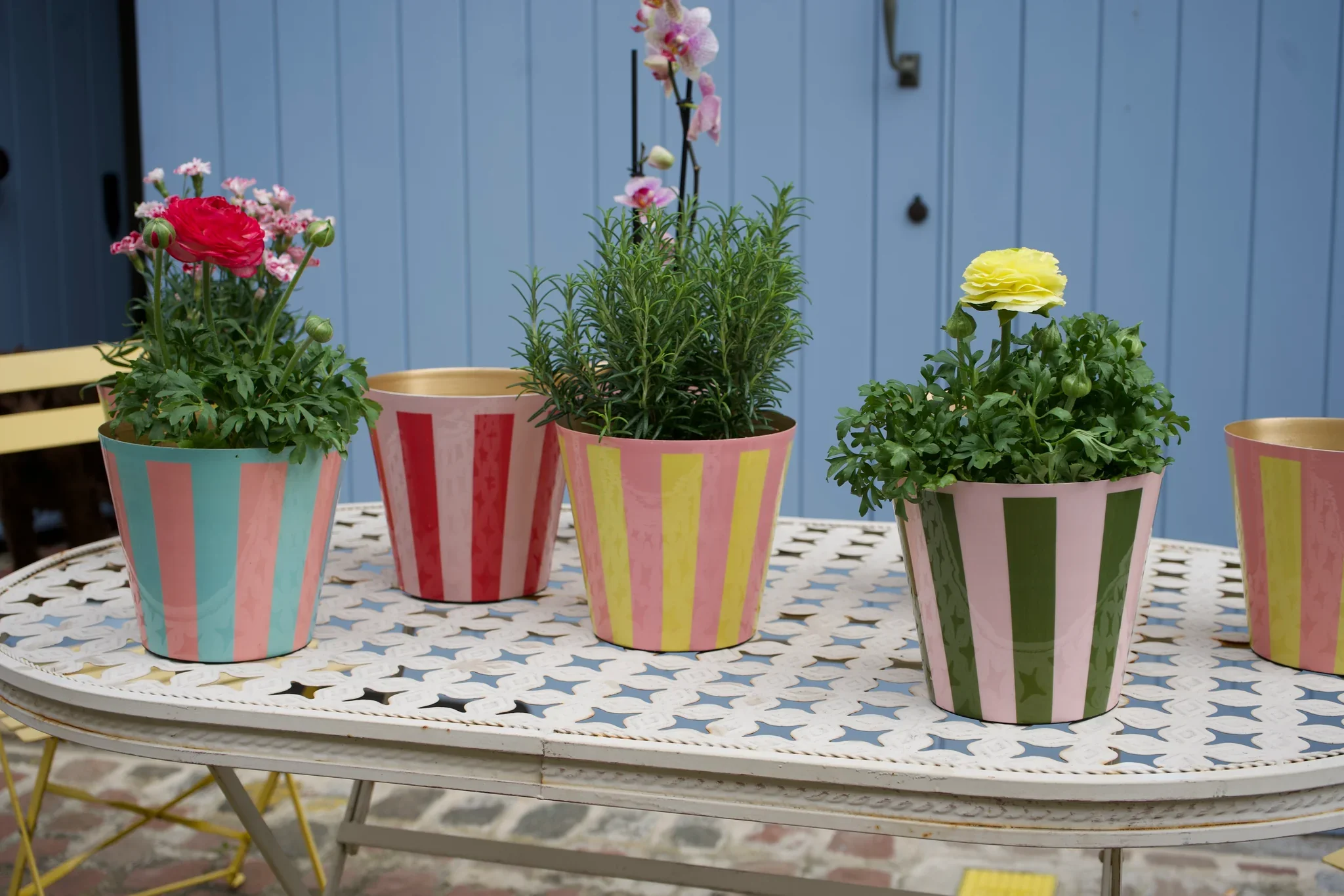 The Penny Planter in Pink & Yellow Stripe - Image 2