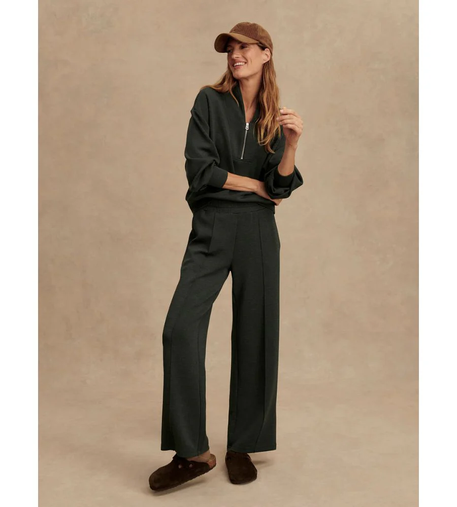 The Wide Leg Pant 30 - Olive Marl
