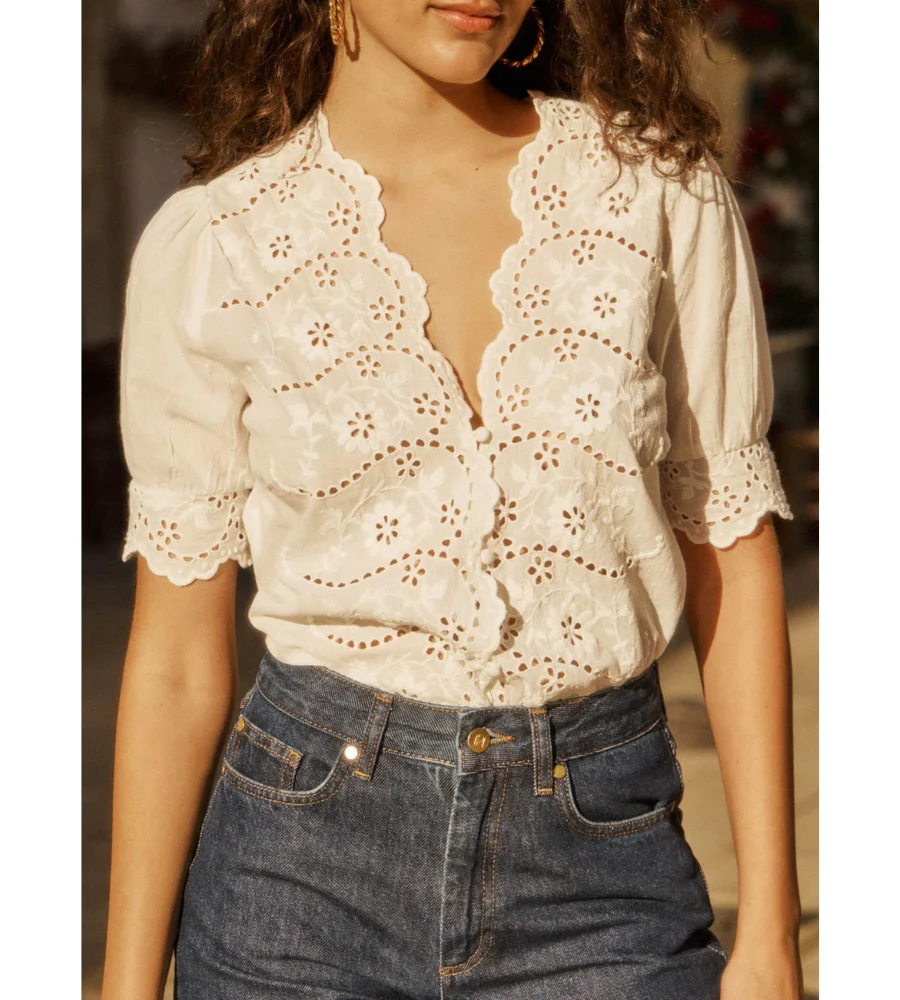 Tilly Embroidery Blouse Ecru