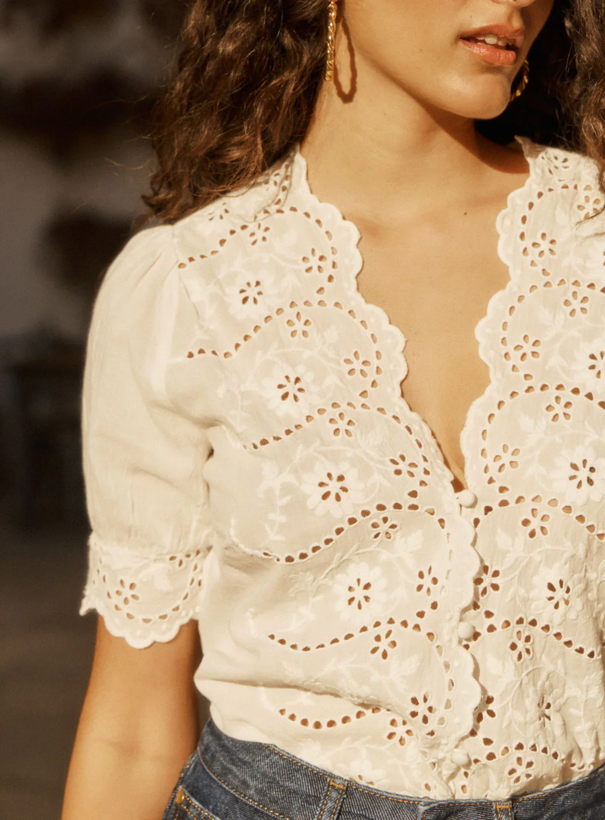 Tilly Embroidery Blouse Ecru - Image 4