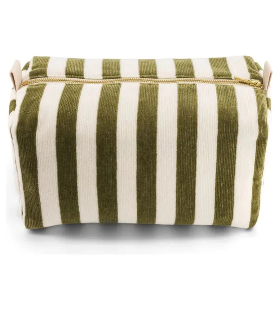 Vic Terry Toiletry Bag Stripes Kaki Ecru